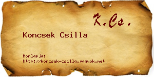 Koncsek Csilla névjegykártya
